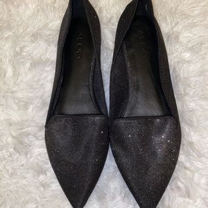 Black glittery flats